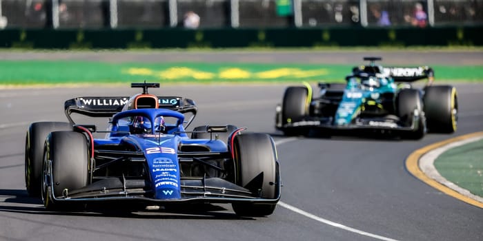 MELBOURNE, AUSTRALIA - APRIL 2: Alexander Albon of Thailand drives the Williams FW44 Mercedes on race day during the 2023 Australian Grand Prix at Albert Park on April 2, 2023 in Melbourne, Australia.