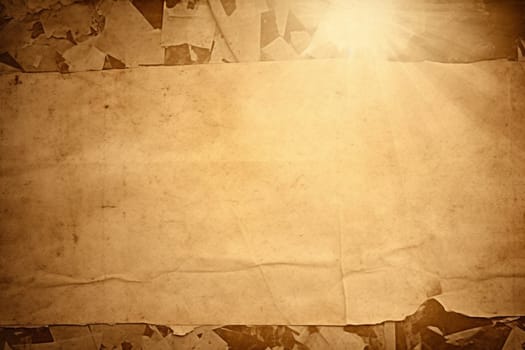 Retro sun burst vintage banner background with copy space. Grunge texture of old paper style.