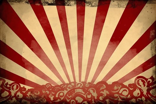 Retro sun burst vintage banner background with copy space. Grunge texture of old paper style.