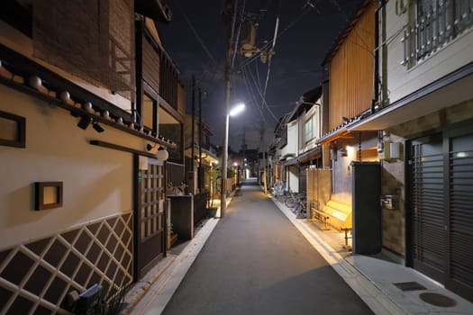 Quiet street through traditional Gion district. High quality photo