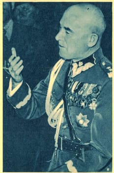 POLAND - CIRCA 1937: Marshal Rydz Smigly. Marshal of Poland, politician, Commander-in-Chief of Poland's armed forces, and a painter and poet.