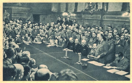 BERLIN, GERMANY - JUNE 22, 1941: Ribbentrop reads the note for press conference. Operation Barbarossa (German: Unternehmen Barbarossa) was the code name for the Axis invasion of the Soviet Union, which started on Sunday, 22 June 1941, during World War II.