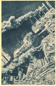 TOULON, FRANCE - NOVEMBER 27, 1942: The scuttling of the French fleet at Toulon was orchestrated by Vichy France on 27 November 1942 to prevent Nazi German forces from taking it over.