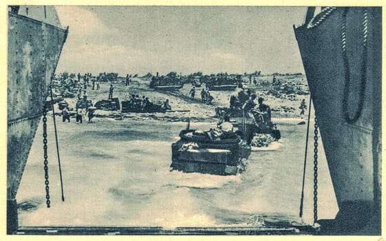 SICILY, ITALY - JULY 10, 1943: The Allies begin their invasion of Axis-controlled Europe with landings on the island of Sicily, off mainland Italy.