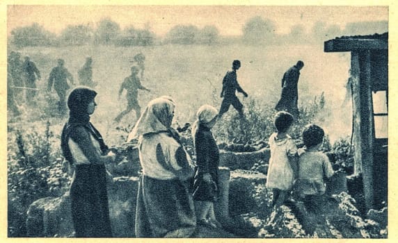 SOVIET UNION - 1944: German war prisoners go somewhere in inner Russia.