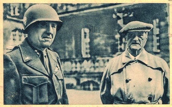 GERMANY - 1945: Miklos Horthy de Nagybanya - Nicholas Horthy. In October 1944, Horthy announced that Hungary had declared an armistice with the Allies and withdrawn from the Axis. He was forced to resign, placed under arrest by the Germans and taken to Bavaria. At the end of the war, he came under the custody of American troops. In the photo are Horthy and American soldier.