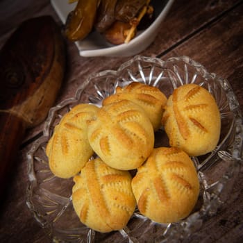 Traditional eid maamoul or mamoul cookies with dates, nuts, and jam, Arabic sweets for Aid al-Fitr and easter, High quality photo