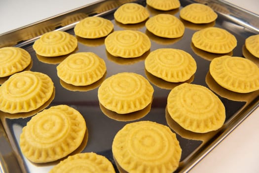 Traditional eid maamoul or mamoul cookies with dates, nuts, and jam, Arabic sweets for Aid al-Fitr and easter, High quality photo