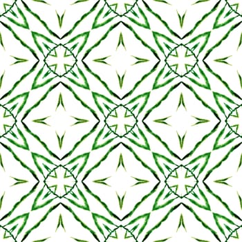 Exotic seamless pattern. Green mesmeric boho chic summer design. Summer exotic seamless border. Textile ready imaginative print, swimwear fabric, wallpaper, wrapping.