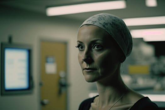 Oncology. Cancer cells. Chemotherapy. Portrait patient feels optimistic, supports sick people, volunteers. Faith in the future. Fighting to win. Treatment and recovery. .