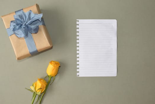 Write a message and give a gift from the heart to the loved one. Yellow roses.