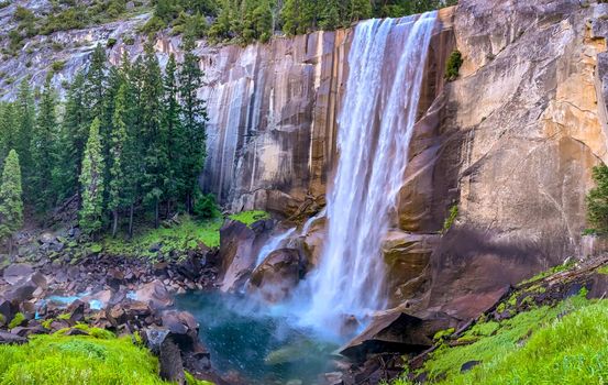 Vernal Fall along Mist Trail, in Yosemite National Park, California