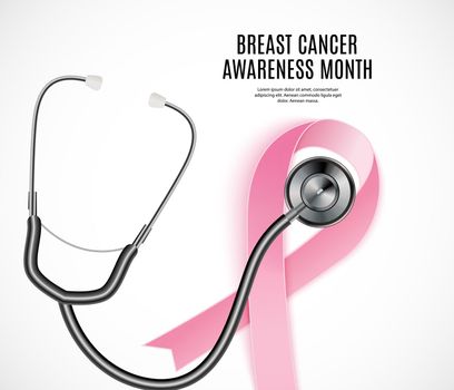 Breast Cancer Awareness Month Pink Ribbon Background Vector Illustration EPS10
