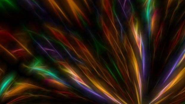 Abstract fractal background with glowing multi-colored lines. For design and network.