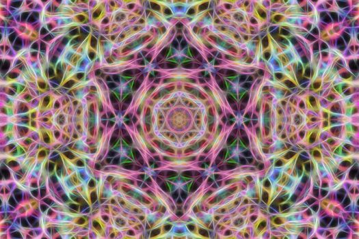 Abstract multicolored fractal neon kaleidoscope background