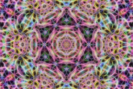 Abstract multicolored fractal neon kaleidoscope background