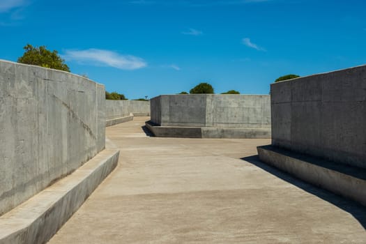 Concrete pathway to overlook point for tourists at Punta Tombo penguin sanctuary