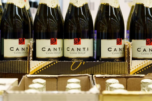 Tyumen, Russia-February 25, 2023: Canti cuvee dolce Prosecco DOC. Produced by Fratelli Martini which was established in 1947