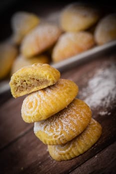 Traditional eid maamoul or mamoul cookies with dates, nuts, and jam, Arabic sweets for Aid al-Fitr and easter, High quality photo
