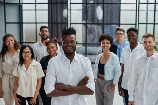 Multiethnic young business people working together in the office