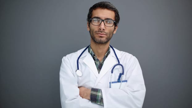 Close up portrait of authoritative professional successful doctor