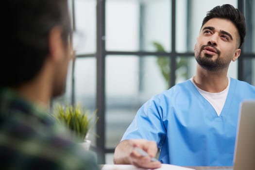 doctor receives the patient and tells him about the results of the tests. Medicine, health.