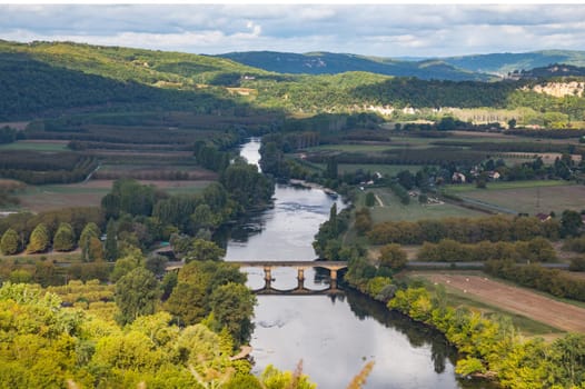 View on the Dordogne river France, region Perigord, from the village Domme