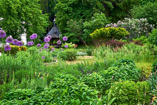 an area of short, mown grass in a yard, garden, or park.