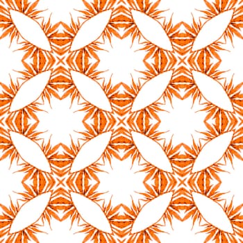 Exotic seamless pattern. Orange stylish boho chic summer design. Summer exotic seamless border. Textile ready attractive print, swimwear fabric, wallpaper, wrapping.