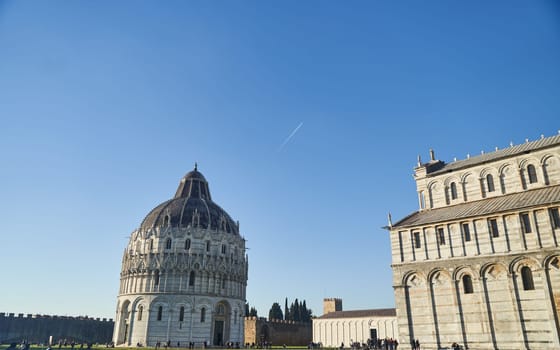 Pisa, Italy - 13.02.2023: View of the Pisa Cathedral on a sunny day in the city of Pisa, Italy. High quality photo