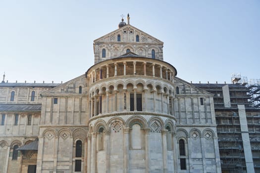 Pisa, Italy - 13.02.2023: View of the Pisa Cathedral on a sunny day in the city of Pisa, Italy. High quality photo