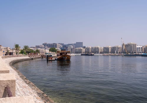 Cruise boat in the Creek in the Al Shindagha district and museum in Bur Dubai