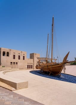 Reconstruction of Dhow in the Al Shindagha district and museum in Bur Dubai