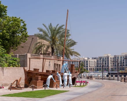 Reconstruction of Dhow and cargo in the Al Shindagha district and museum in Bur Dubai