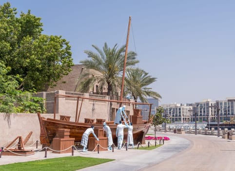 Reconstruction of Dhow and cargo in the Al Shindagha district and museum in Bur Dubai