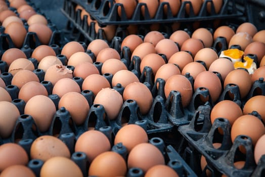 Fresh eggs products for sale in supermarket open daily. Egg prices in Thailand can be an indicator of the economic of Thailand.