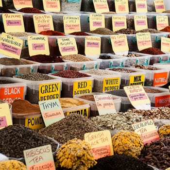 the colors, the aromas and the atmosphere of the Turgutris market in Turkey