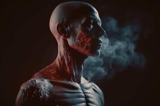 Oncology. Cancer cells. Chemotherapy. treatment for malignant in a human body caused by carcinogens and genetics with a cancerous cell as an immunotherapy symbol and medical therapy.