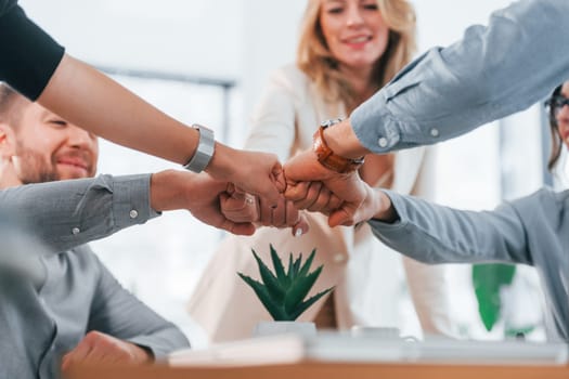 Professional occupation. Group of business people that working on the project in the office.