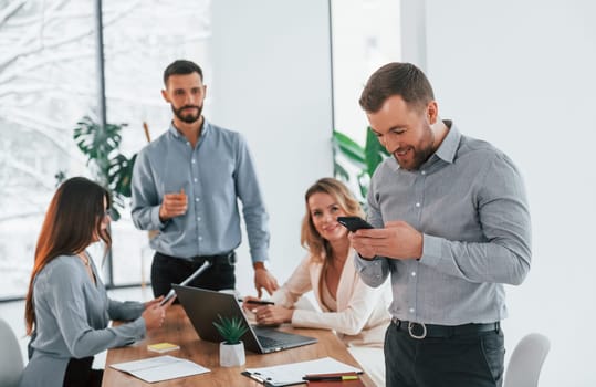 Smart employees. Group of business people that working on the project in the office.