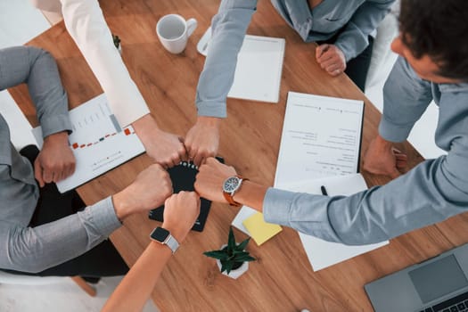 Creative occupation. Group of business people that working on the project in the office.