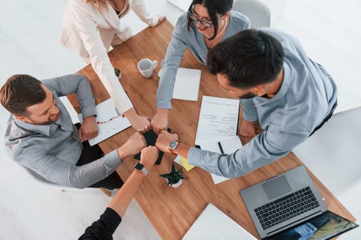 Creative occupation. Group of business people that working on the project in the office.