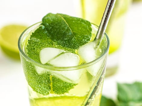Mojito summer refreshing cocktail with ice and mint. High quality photo