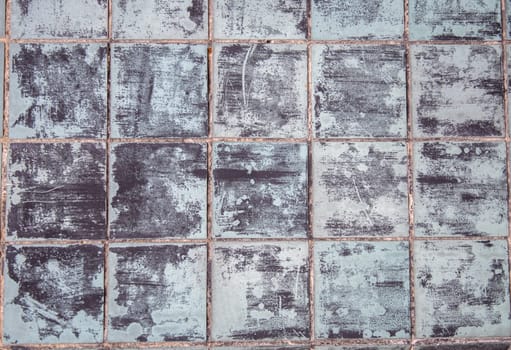 grey-blue shabby tile wall, abstract pattern mosaic background, textured wall or floor in bathroom, Space For Text. High quality photo