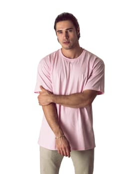 Handsome muscular fit young man isolated on white background looking at camera
