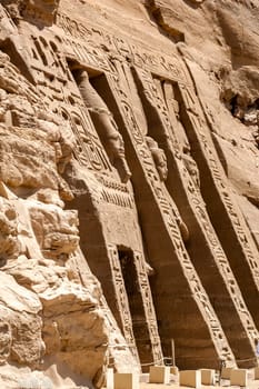 Abu Simbel, Aswan, Egypt - April 18 2008: The Hathor temple of the archaeological site of Abu Simbel, Aswan, Egypt