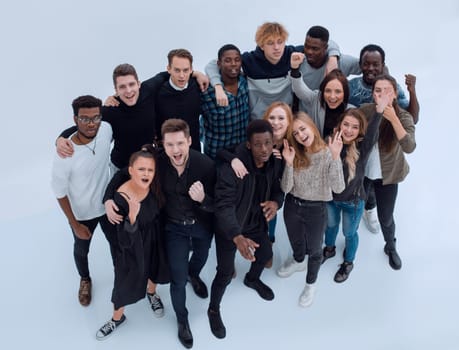 top view . group of diverse young people looking at the camera