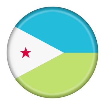 A Djibouti flag button 3d illustration with clipping path
