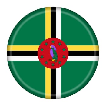 A Dominica flag button 3d illustration with clipping path
