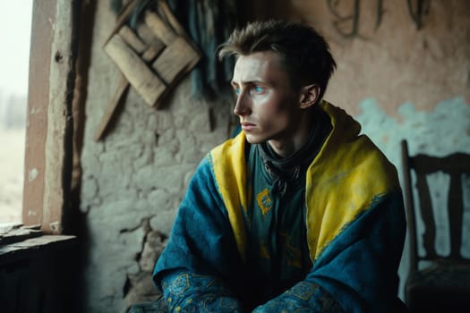 Culture of Ukraine, authenticity, uniqueness, independence and endurance. Local things, clothes, terrain. Yellow Ukrainian symbols, villages. High quality Generative AI .